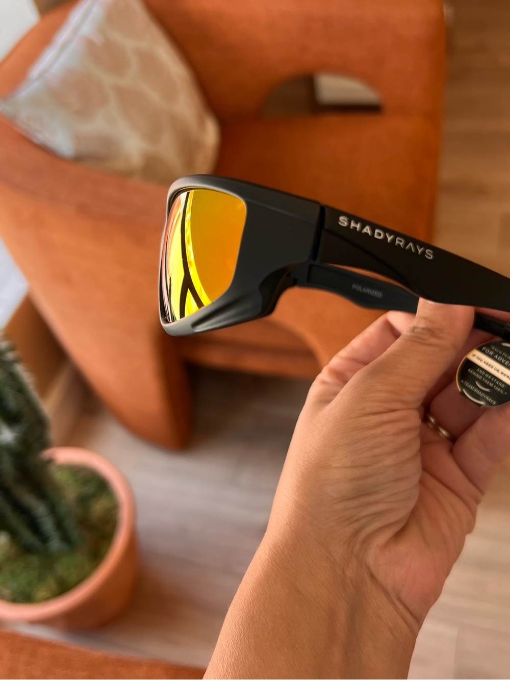 Polarized Sunglasses with Yellow Mirror Lenses - Black Frame